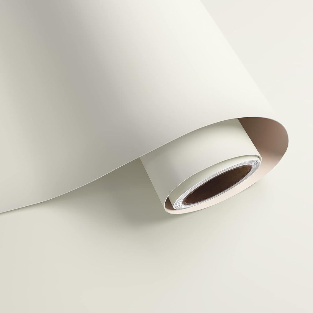 VaryPaper 32''x354'' Large Size Matte Off White Peel and Stick Wallpaper White Contact Paper for Walls Cream White Remov