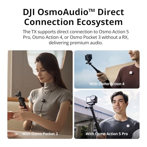 DJI Mic Mini (2 TX + 1 RX + Estuche de Carga), Micrófono Lavalier Inalámbrico para iPhone/Cámara/Android, Ultraligero, Audio Rico en Detalles, 48h de Uso, Cancelación de Ruido, Limitador Automático, Vlog, Streaming