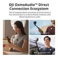 DJI Mic Mini (2 TX + 1 RX + Estuche de Carga), Micrófono Lavalier Inalámbrico para iPhone/Cámara/Android, Ultraligero, Audio Rico en Detalles, 48h de Uso, Cancelación de Ruido, Limitador Automático, Vlog, Streaming