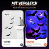 2025 New Halloween 3D Lighted Bats, LED Purple Lighted 3D Bats Halloween Decoration, Upgrade LED Glowing Bat Group Hanging Wall Luminous Glow Clings Multipack (24Pcs Black)