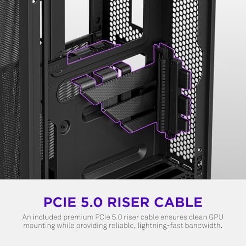 NZXT H2 Flow – Mini-ITX 20.7L High Airflow PC Case – Includes 2 x 120mm Top Fans & PCIe 5.0 Riser Cable – 331mm GPU – 280mm Radiator – Black