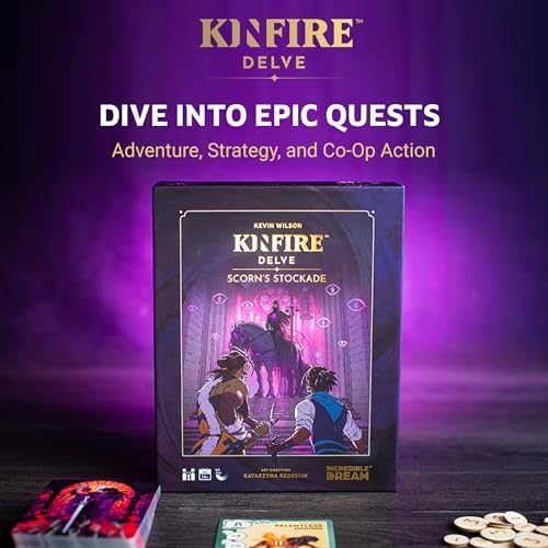 Kinfire Delve: Scorn’s Stockade – Solo or 2-Player Tactical Card and Dice Game, Battle Illusions, 60+ Min Gameplay – Replayable Adventure – Ages 14+ (Part of the Kinfire Universe: 5 Standalone Games)