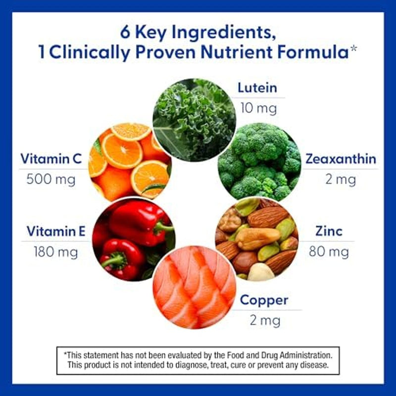 PreserVision AREDS 2 - Suplemento vitamínico y mineral para los ojos, contiene luteína, vitamina C, zeaxantina, zinc y vitamina E, 120 cápsulas blandas (el envase puede variar)