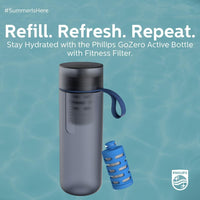 PHILIPS Water GoZero Active - Botella de agua sin BPA con filtro de agua para fitness