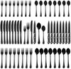 Astercook Silverware Set 48-Piece Black Flatware Set with Steak Knives Food-Grade Stainless Steel Cutlery Set for 8 Mirror Polished Utensils Set Include Spoons and Forks for Home Kitchen Restaurant