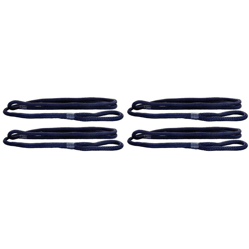 Extreme Max 3006.3422 BoatTector Premium Double Braid Nylon Fender Line Value 4-Pack - 3/8" x 6', Navy