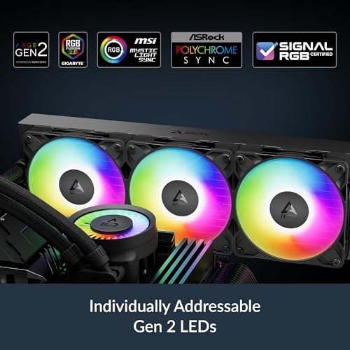 ARCTIC Liquid Freezer III Pro 360 A-RGB - AIO CPU Cooler, 3 x 120 mm Water Cooling, 38 mm Radiator, PWM Pump, VRM Fan, AMD AM5/AM4, Intel LGA1851/1700 Contact Frame - Black