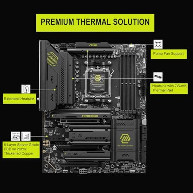 Micro Center AMD Ryzen 9 9900X CPU Processor with MSI MAG X870E Tomahawk WiFi ATX Motherboard (DDR5, PCIe 5.0 x16, M.2 Gen5, Wi-Fi 7, 5G LAN)