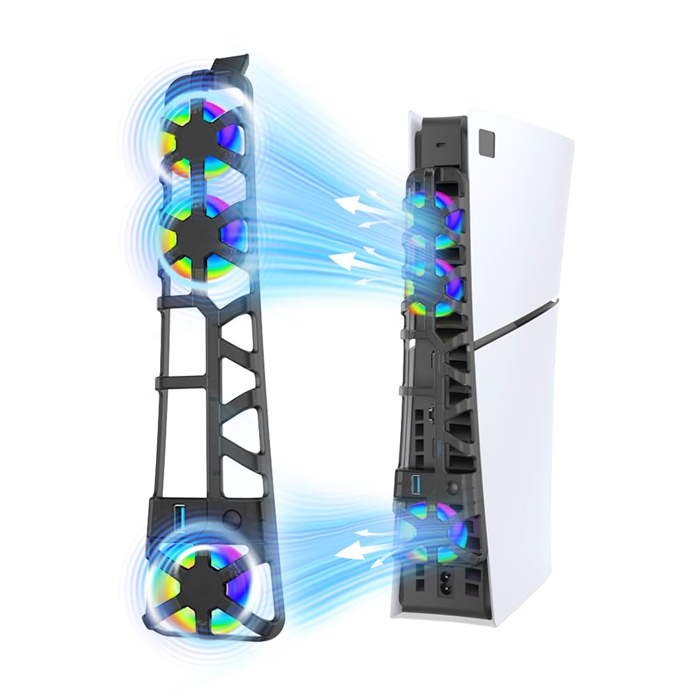 SOTY Cooling fan for PS5 Slim with Auto Temperature Control & RGB lighting