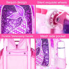 gxtvo Rolling Backpack for Girls, Roller Wheels Kids Bookbag - Wheeled Suitcase Elementary Sequin School Bag - 3PCS Mermaid