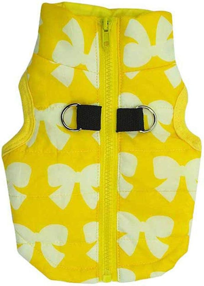 MaruPet Warm Winter Waterproof Windproof Dog Vest - Coat for Cold Weather, Small/Medium Dogs (Yellow, Butterfly L)
