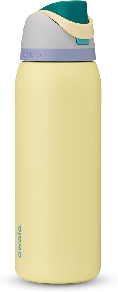 Owala FreeSip - Stainless Steel - 40-oz. - Grey/Yellow (Sunny Daze)