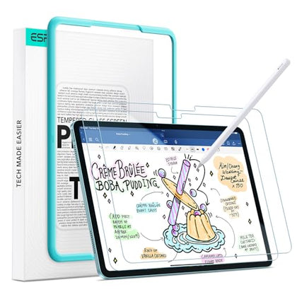 ESR 2 Pack Paper-Feel Screen Protectors for iPad Air 13 Inch M3/M2 (7th/6th Generation, 2025/2024), Write and Draw Like on Paper, 9H Tempered Glass, Matte Writing Film with Alignment Frame, Anti-Glare