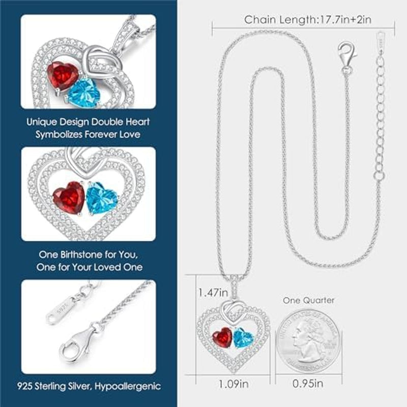 Ofertaza, LOUISA SECRET 925 Sterling Silver Two Hearts Birthstone