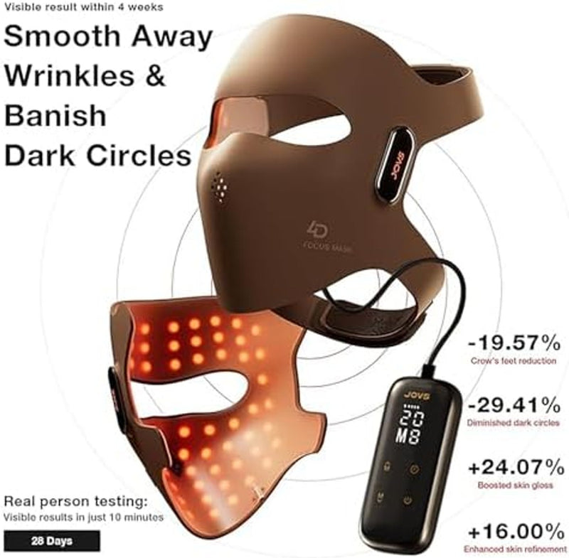 JOVS Máscara de terapia de luz láser 4D – Terapia de luz roja para cara, terapia de luz con máscara facial LED, 6 veces más potente que LED, tecnología FPT, 4 longitudes de onda, antienvejecimiento