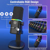 XLR/USB Dynamic Microphone for Gaming Podcast,Mic for iPhone Phone PC Computer Gaming Streaming Microphone with RGB Light,Mute Button,Mic Gain,Headphones Jack,Desktop Stand,Singing YouTube