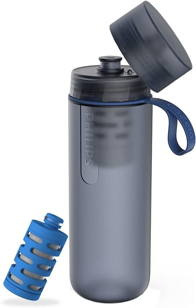 PHILIPS Water GoZero Active - Botella de agua sin BPA con filtro de agua para fitness