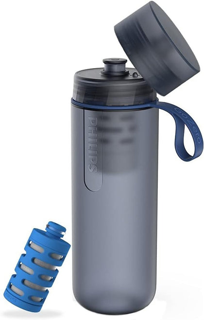 PHILIPS Water GoZero Active - Botella de agua sin BPA con filtro de agua para fitness