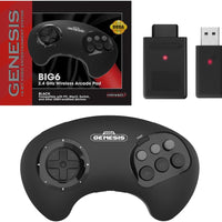 Retro-Bit SEGA Genesis BIG6 2.4 GHz Wireless Controller - (Black)