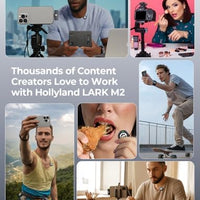 Hollyland Lark M2 Wireless Microphone for iPhone/Camera/Android/PC, 48kHz/24-bit High Fidelity Audio, 300m Range, Noise Cancelling, 40h Use, YouTube, Vlog, Streaming (2TX + 3RX + Charging Case)