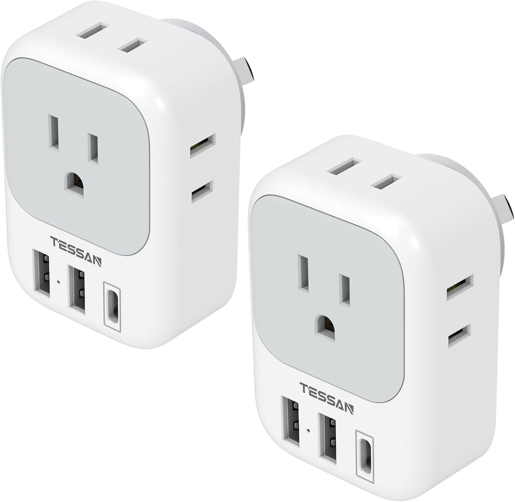 TESSAN Australia Plug Adapter, New Zealand Power Adaptor, 2 Pack