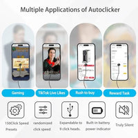X2PRO Smartphone Auto Clicker: 150 Adjustable Speeds | Built-in Battery | Expandable to 9 clicking Tips | Random Speed Mode | for TikTok Live Likes, Mobile Gaming (3 Clicking Tip)
