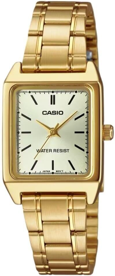 Casio LTP-V007G-9E Women's 22mm Rectangular Gold Tone Stainless Steel Watch