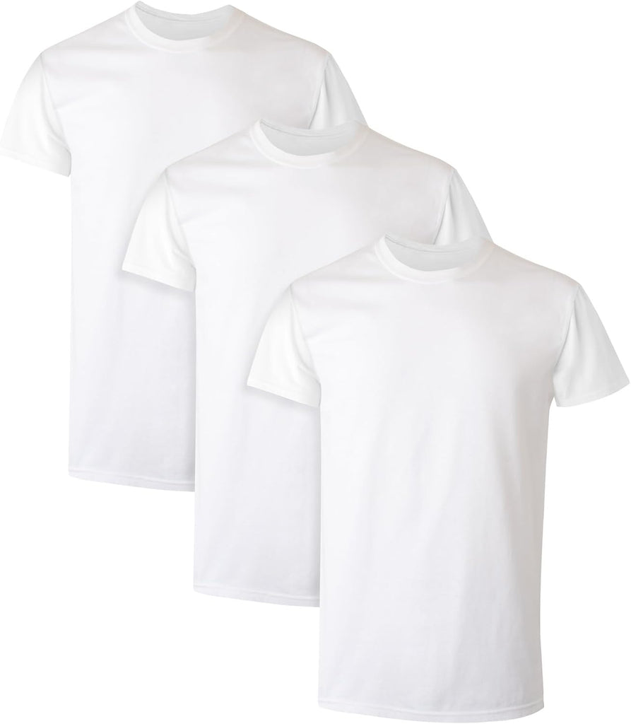Hanes Mens Cotton, Moisture-wicking Crew Tee Undershirts, Multi-packs, White - 3 Pack, X-Large US