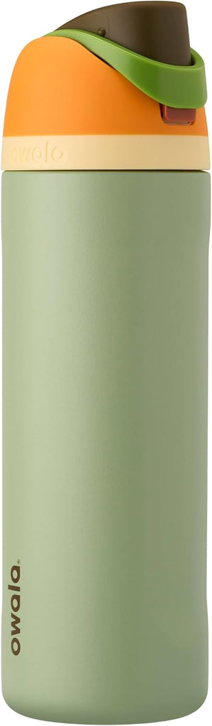 Owala FreeSip Stainless Steel Water Bottle 24 oz Orange/Green (Camo Cool)
