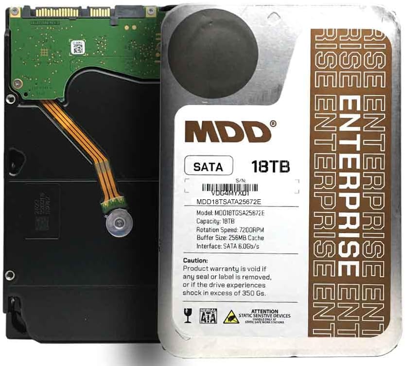 MDD MAXDIGITALDATA 18TB 7200 RPM 256MB Cache SATA 6.0Gb/s 3.5inch Internal Enterprise Hard Drive - 5 Years Warranty (Ren