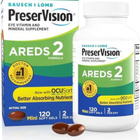 PreserVision AREDS 2 - Suplemento vitamínico y mineral para los ojos, contiene luteína, vitamina C, zeaxantina, zinc y vitamina E, 120 cápsulas blandas (el envase puede variar)