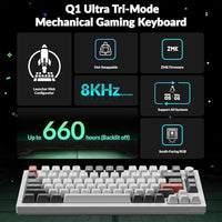 Keychron Q1 Ultra 8K 75% Wireless Mechanical Keyboard, Aluminum Hot-Swappable RGB, Red Switch, 82 Keys, 600h Battery Life, 2.4GHz/Bluetooth/Wired, ZMK Programmable, Mac Windows Linux – White