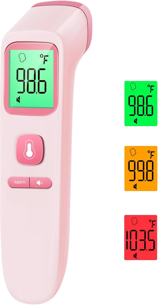 No-Touch Thermometer for Adults, Kids, Babies, 1-Sec Fast Accurate (Pink)