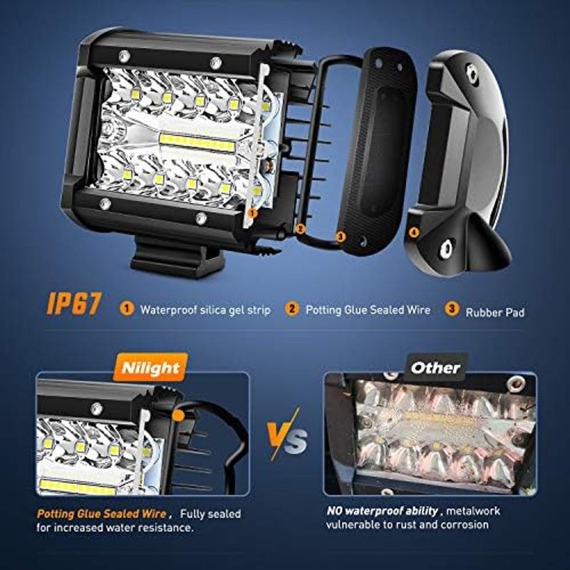 Ofertaza, Nilight LED Light Bar 2PCS 60W 4 Inch Flood Spot Combo LED Work