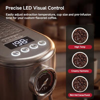 HIBREW H10B Programmable Espresso Machine with LED Display & Pressure Gauge | 20 Bar Compact Stainless Steel Coffee Maker with Milk Frother, 51mm Portafilter for Cappuccino Latte