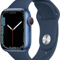 Apple Watch Series 7 (GPS + Cellular, 41mm) Blue Aluminum Case with Abyss Blue Sport Band, Regular (Renewed)