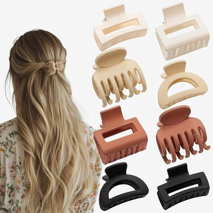 Small Hair Clips for Women Girls, 8 PCS Small Claw Clips for Thin/Medium Fine Hair 1.7 Inch Mini Matte Hair Jaw Clips Non-Slip Tiny Hair Clips 4 Style