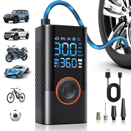 Tire Inflator Portable Air Compressor Portable Cordless Mini Air Pump with Digital Pressure Gauge 150PSI 3X Fast Inflation and Auto Shutoff Function Tires Pump