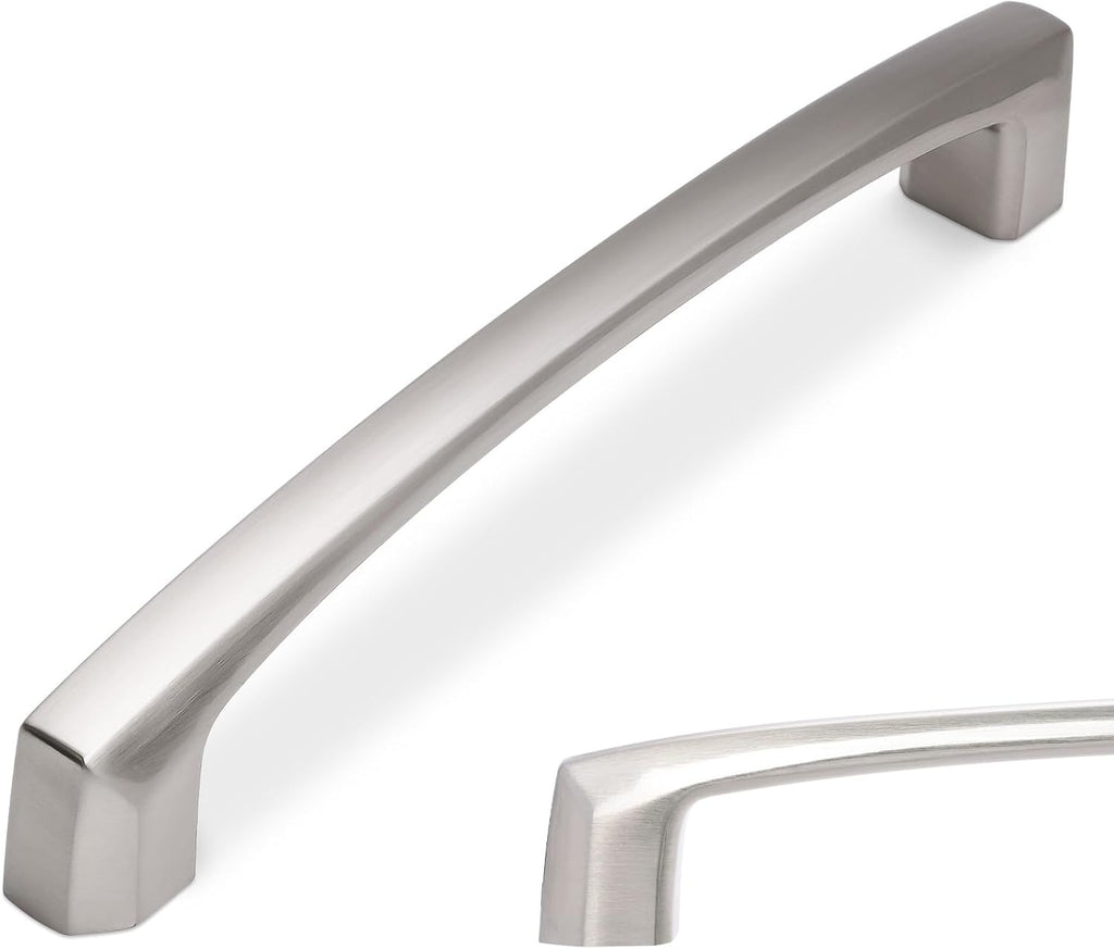 BUKOBYHE 10 Pack 6-1/4 Inch(160mm) Kitchen Cabinet Handles Brushed Satin Nickel Cabinet Pulls Silver Drawer Pulls Zinc A