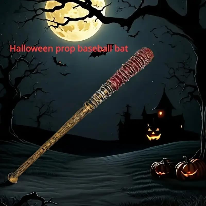 Boolavard Realistic Blood-Infused Baseball Bat with Scary Halloween Design - Durable Plastic & Foam, Perfect for Horror Parties
