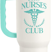 SANDJEST Nurse Gift for Women, Nutrition Facts Tumbler with Handle, Insulated Stainless Steel Travel Coffee Mug for Nursing Friends, Aprreciation Gifts for Nurse Week, Birthday, Christmas, 40oz