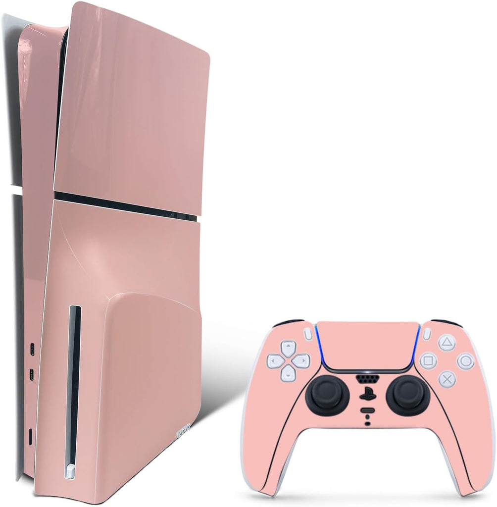 MightySkins Skin Compatible with PlayStation 5 Slim Disk Edition Bundle - Solid Blush | Protective, Durable, and Unique