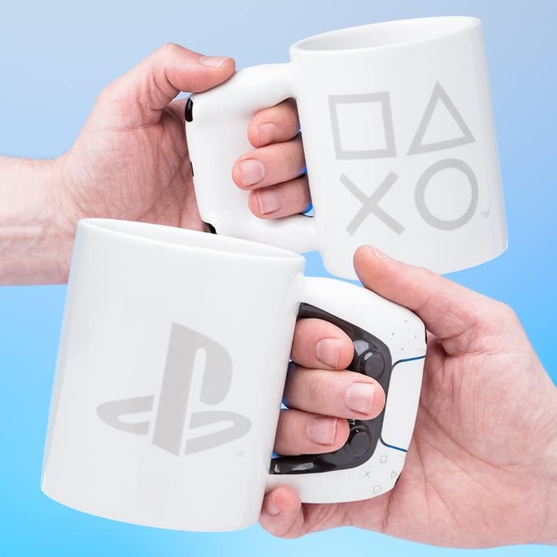 Paladone PlayStation Shaped Ceramic Coffee Mug – Officially Licensed PS5 Novelty Gift Featuring Controller Handle, 480 ml (16 fl oz)
