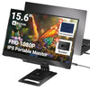 Portable Monitor, Ultra Slim 15.6 Inch FHD IPS Laptop Screen Extender with Adjustable Stand, USB C Compatible, Ideal for Travel and Office