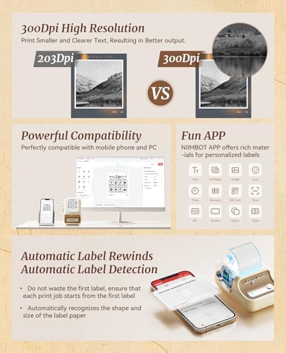 NIIMBOT B21 Pro Label Maker, 300DPI HD Thermal Label Printer, Bluetooth Label Maker Machine with 2.1x3.2 Inches Label for Scrapbook, DIY Crafts, Notes, Memo