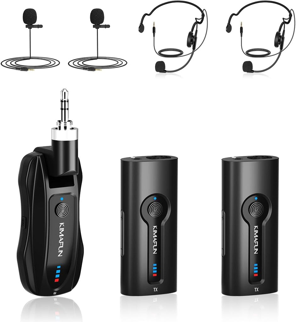 KIMAFUN Wireless 2.4G Lavalier Microphone, Lapel Mics Handheld Mic 2 in 1