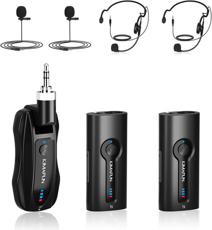 KIMAFUN Wireless 2.4G Lavalier Microphone, Lapel Mics Handheld Mic 2 in 1