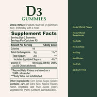 Nature's Bounty Vitamin D3 Gummies, Vitamin Supplement, Supports Immune Health, 50mcg, 2000IU, Mixed Fruit Flavor, 90 Gummies