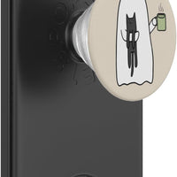 Spooky Ghost Holding Cat Coffee Lover Bookish Reading PopSockets PopWallet for MagSafe