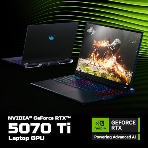 acer Predator Helios Neo 16 AI Gaming Laptop | Intel Core Ultra 9 Processor 275HX | NVIDIA GeForce RTX 5070 Ti | 16" WQXGA 240Hz G-SYNC | 16GB DDR5 | 1TB Gen 4 SSD | Killer Wi-Fi 6E | PHN16-73-92B8